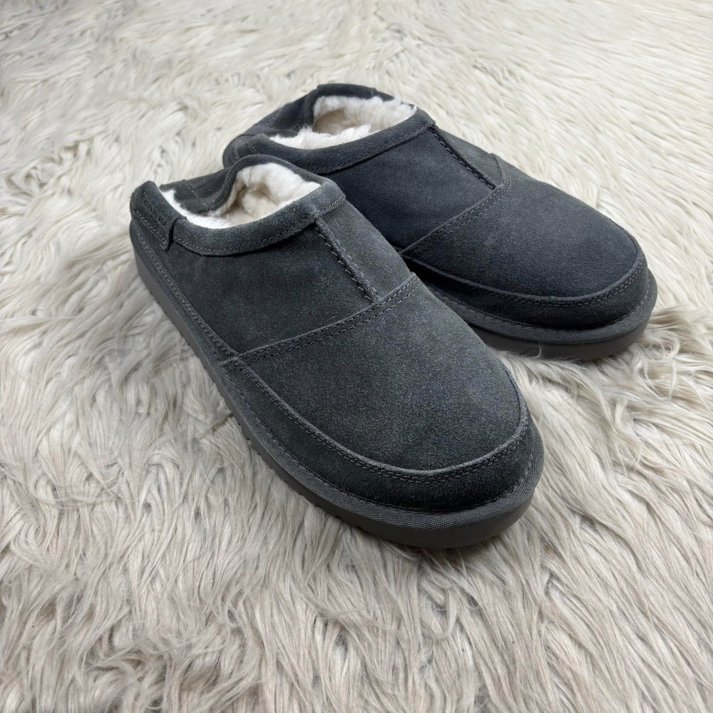 Koolaburra by UGG Men's 9 Gray Suede Shearling‎ Lined Mule Slipper Cozycore Warm